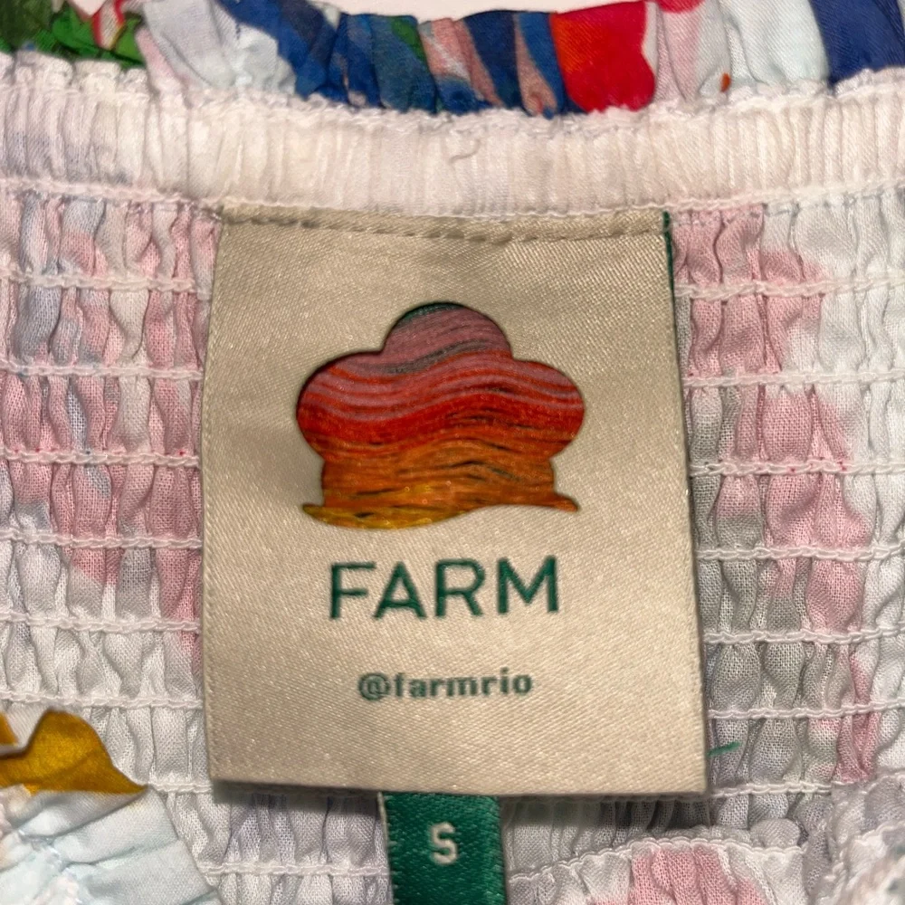 Farm Rio Blue One-Shoulder Crop Top and Macaw Smock Midi Skirt - Picture 6 of 6